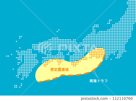 Forecast of epicenter area of Nankai Trough earthquake vector illustration Forecast of epicenter area of Nankai Trough earthquake vector illustration 112110760