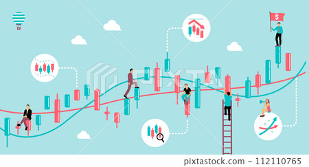 Stock investment/technical analysis (candlestick motif) banner illustration Stock investment/technical analysis (candlestick motif) banner illustration 112110765