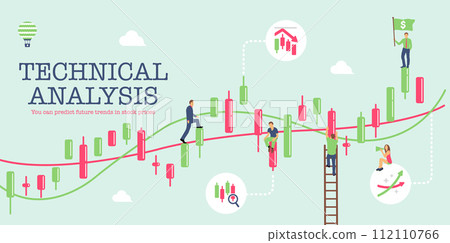 Stock investment/technical analysis (candlestick motif) banner illustration 112110766