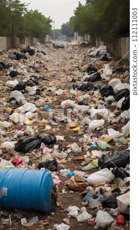 城市垃圾氾濫成山的景觀 112111003