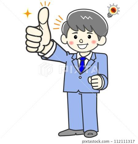 GOOD! A smiling male office worker who shows his thumbs up GOOD! A smiling male office worker who shows his thumbs up 112111317