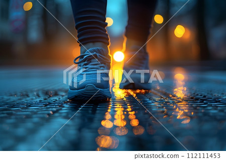 Close-up of a person's shoe while walking. Suitable for accompanying articles about the walking benefits, articles recommending places to walk for exercise, posting pictures with quotes about walking Close-up of a person's shoe while walking. Suitable for accompanying articles about the walking benefits, articles recommending places to walk for exercise, posting pictures with quotes about walking 112111453