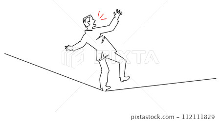 Office worker walking a tightrope - one stroke 112111829