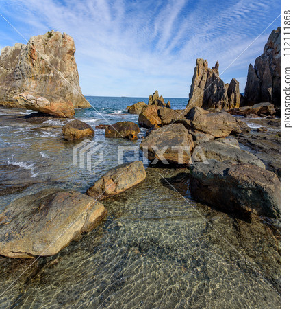 Hashigui Rocks amazing stone formations in Kushimoto Town in Kii Peninsula of Wakayama Prefecture in Japan Hashigui Rocks amazing stone formations in Kushimoto Town in Kii Peninsula of Wakayama Prefecture in Japan 112111868