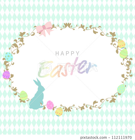 復活節綠色鑽石圖案的可愛框架背景 112111970