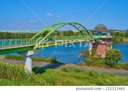 Kanamachi Water Purification Plant, Katsushika-ku, Tokyo Edogawa 3rd water intake tower (dome-shaped roof) towards Shin-Katsushika Bridge 112112463