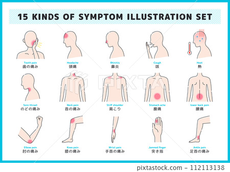 與人體和疾病症狀相關的插圖素材集 112113138