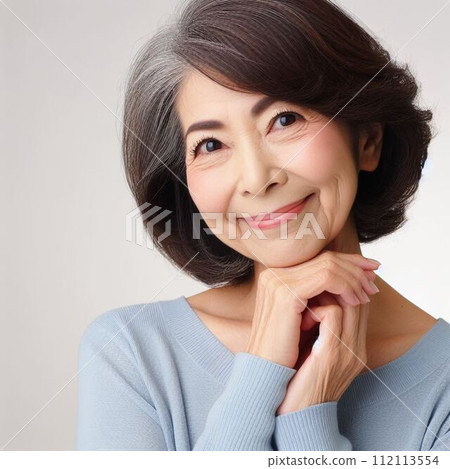 Mature woman with a gentle smile (AI generated image) Mature woman with a gentle smile (AI generated image) 112113554