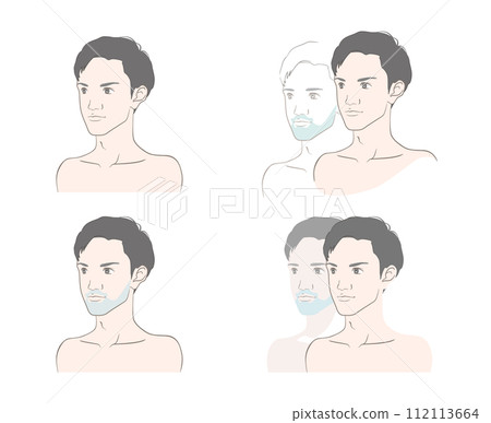 Before and after image illustration set with thick beard and blue beard 112113664