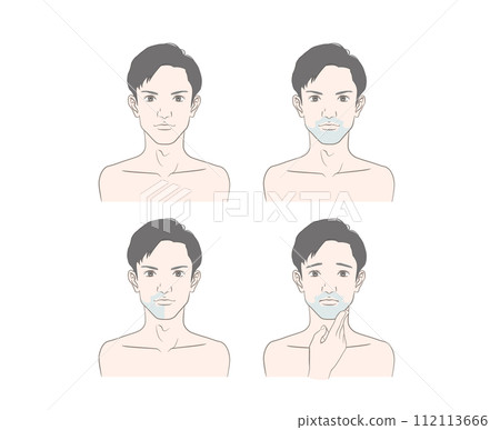 Image illustration set of a young man with a blue beard 112113666