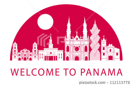 Panama famous landmarks by silhouette style 112113778
