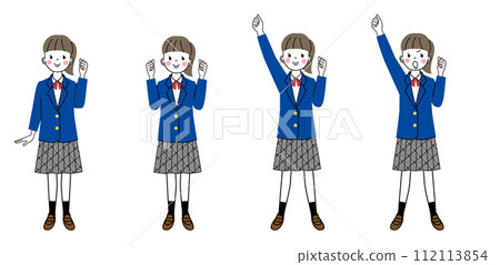 穿著制服的女學生做拳頭泵 112113854
