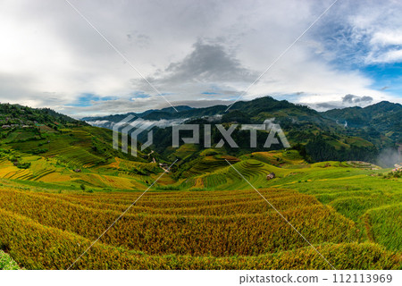 Rice fields on terraced of Mu Cang Chai, YenBai, Vietnam. Rice fields on terraced of Mu Cang Chai, YenBai, Vietnam. 112113969