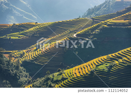 Rice fields on terraced of Mu Cang Chai, YenBai, Vietnam. Rice fields on terraced of Mu Cang Chai, YenBai, Vietnam. 112114052