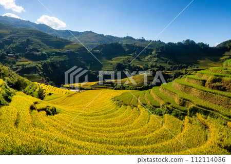 Rice fields on terraced of Mu Cang Chai, YenBai, Vietnam. Rice fields on terraced of Mu Cang Chai, YenBai, Vietnam. 112114086
