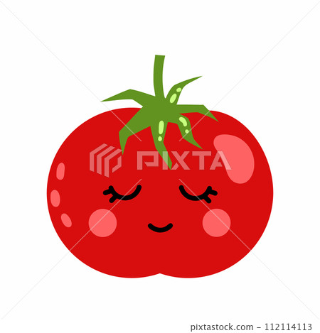 cute funny tomato with face and emotions. Vector isolated illustration for children. 112114113