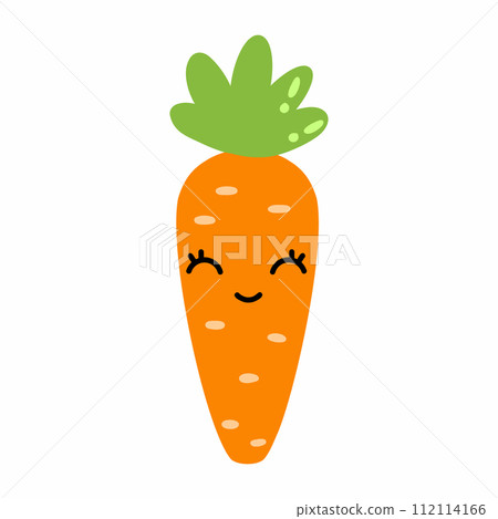 cute funny carrot with face and emotions. Vector isolated illustration for children. cute funny carrot with face and emotions. Vector isolated illustration for children. 112114166