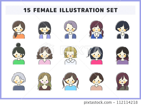 婦女兒童老人插畫素材集 112114218