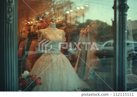 Shop window of a wedding dress shop. 112115111