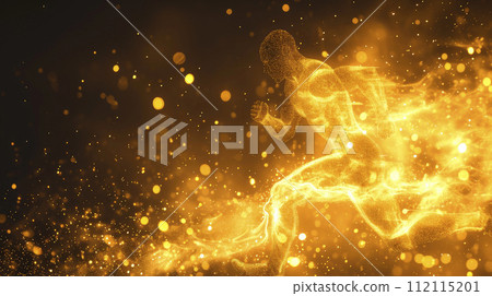 Running man in the form of gold particles. 112115201
