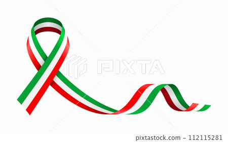 Italian flag stripe ribbon wavy background layout. Vector illustration. 112115281