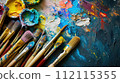 Set of accessories for painting with oil paints and brushes. 112115355