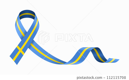 Swedish flag stripe ribbon wavy background layout. Vector illustration. 112115708