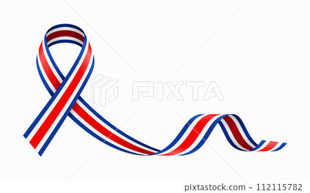 Costa Rican flag stripe ribbon wavy background layout. Vector illustration. 112115782