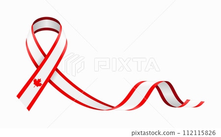 Canadian flag stripe ribbon wavy background layout. Vector illustration. 112115826