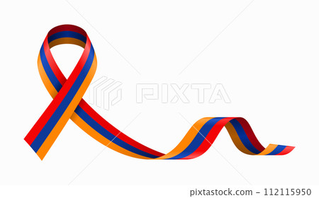 Armenian flag stripe ribbon wavy background layout. Vector illustration. 112115950