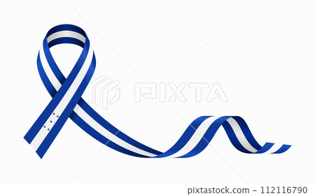Honduras flag stripe ribbon wavy background layout. Vector illustration. 112116790