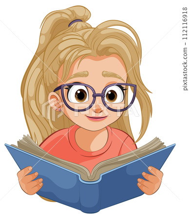 Young Girl Enjoying a Fascinating Book 112116918