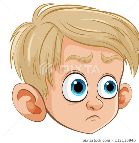 Worried Young Boy Cartoon Expression 112116940