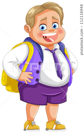 Happy Schoolboy Ready for Class 112116948