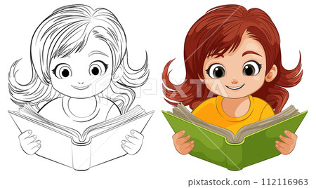 Joyful Children Reading Books Illustration Joyful Children Reading Books Illustration 112116963