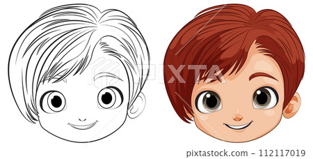 Cheerful Cartoon Children Faces 112117019