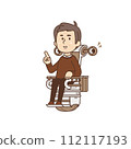 Senior man talking with a robot chair [Living with a robot, wheelchair, relaxing, walking, going out] Illustration 112117193