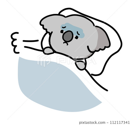 Hand-drawn character of a sleepless koala 112117341