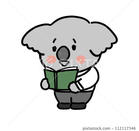 可愛的無尾熊角色站著看書 112117346