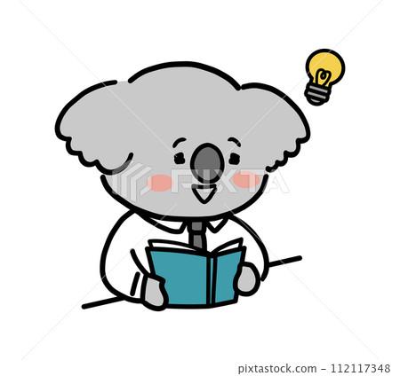 可愛的無尾熊角色在辦公桌上看書 112117348