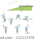 A collection of poses for tennis players 112117378