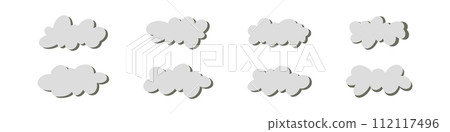 Cartoon cloud icon , fluffy shape. graphic designs and bubble like illustrations. Flat vector isolated on white background. 112117496