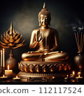 golden buddha statue 112117524