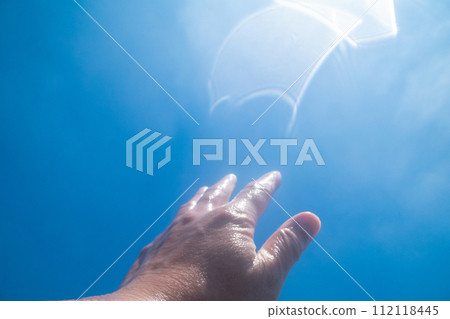 sky, blue sky, hand 112118445
