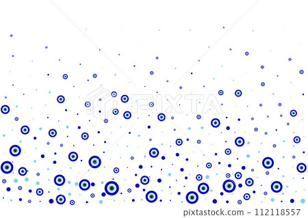 Evil eye blue Turkish symbol border. Magic nazar bead. Greece and Turkish amulet esoteric design for luck. Vector frame foe brochure and banner Evil eye blue Turkish symbol border. Magic nazar bead. Greece and Turkish amulet esoteric design for luck. Vector frame foe brochure and banner 112118557