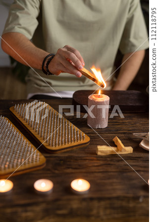 sandalwood for relaxation and meditation, meditation concept 112118795