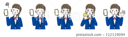 女學生拿著智慧型手機做出各種表情的插畫集 女學生拿著智慧型手機做出各種表情的插畫集 112119094