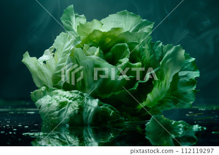 Crisphead, or iceberg lettuce isolated on white background. Fresh green salad leaves from garden Crisphead, or iceberg lettuce isolated on white background. Fresh green salad leaves from garden 112119297