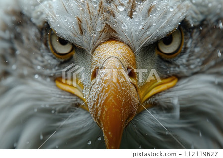Majestic eagle: a captivating showcase of nature's prowess, bird , perched majestically, and embodying the spirit of freedom and untamed wilderness, a stunning visual ode to avian grace and power 112119627