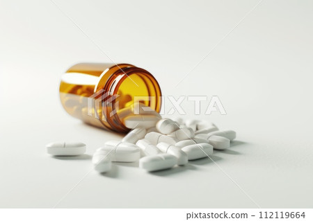 Health essentials: tablets, pills, and medicine providing diverse options for wellness and medical care, pharmaceutical for daily health needs and well-being. 112119664